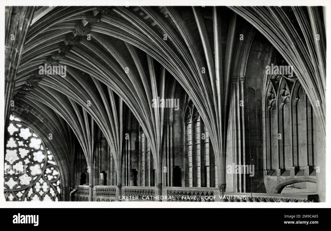 Dachgewölbe in Exeter Cathedral, Exeter, Devon. Stockfoto