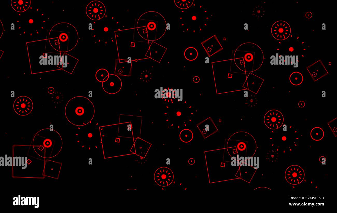 Farbenfrohe rote, abstrakte Grafikeffekte. Geometrischer Abstrakter Hintergrund Stockfoto