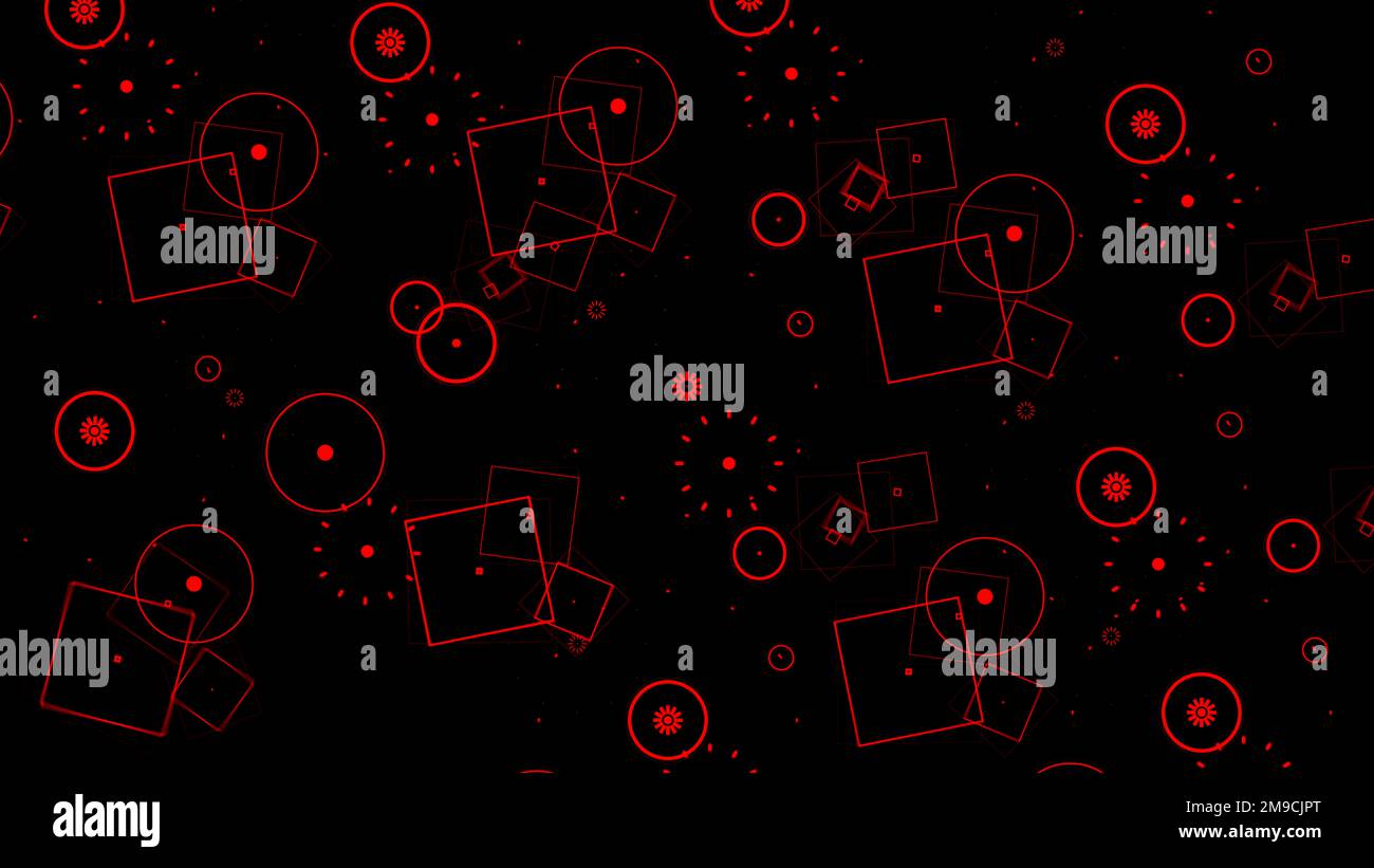 Farbenfrohe rote, abstrakte Grafikeffekte. Geometrischer Abstrakter Hintergrund Stockfoto
