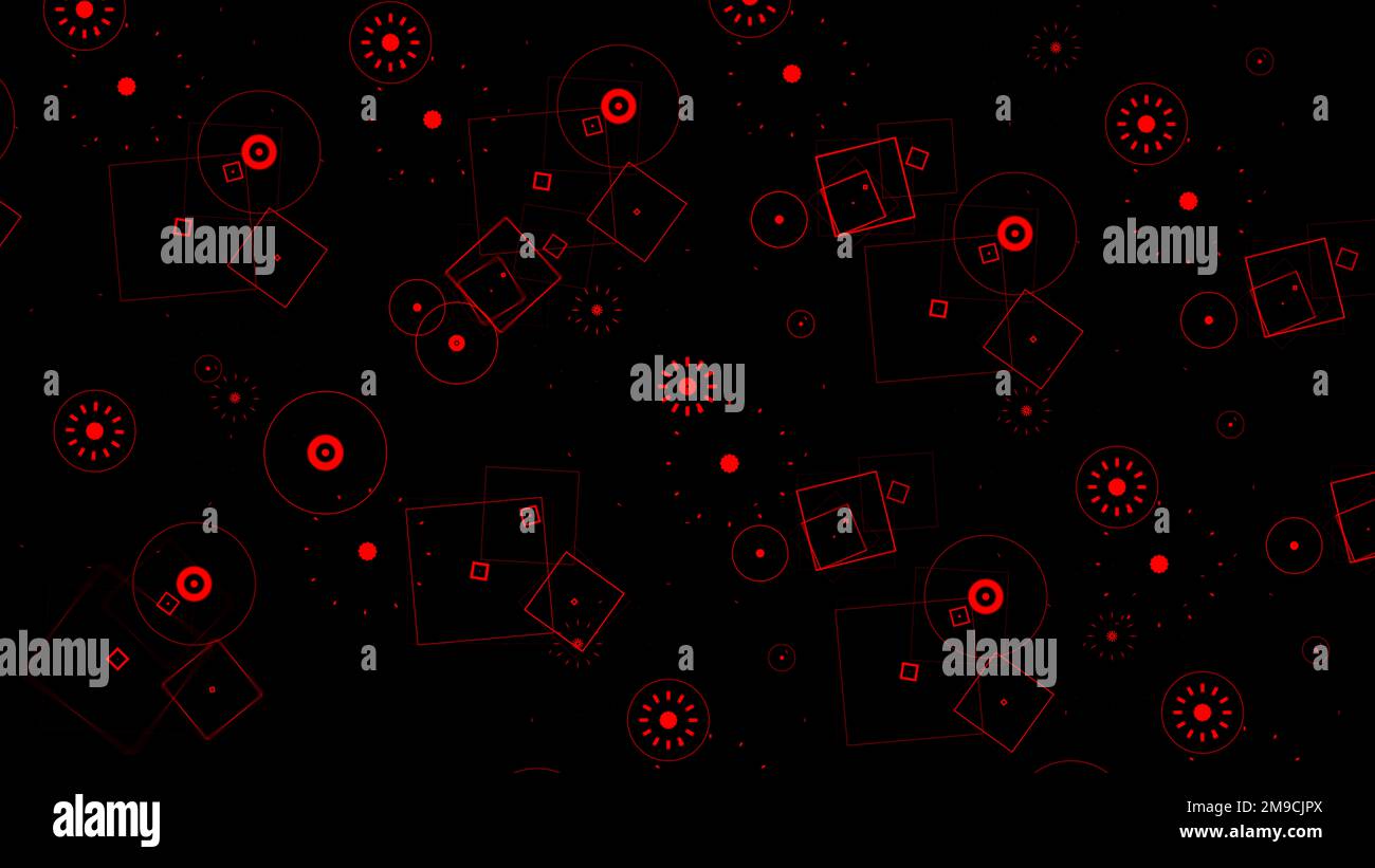 Farbenfrohe rote, abstrakte Grafikeffekte. Geometrischer Abstrakter Hintergrund Stockfoto