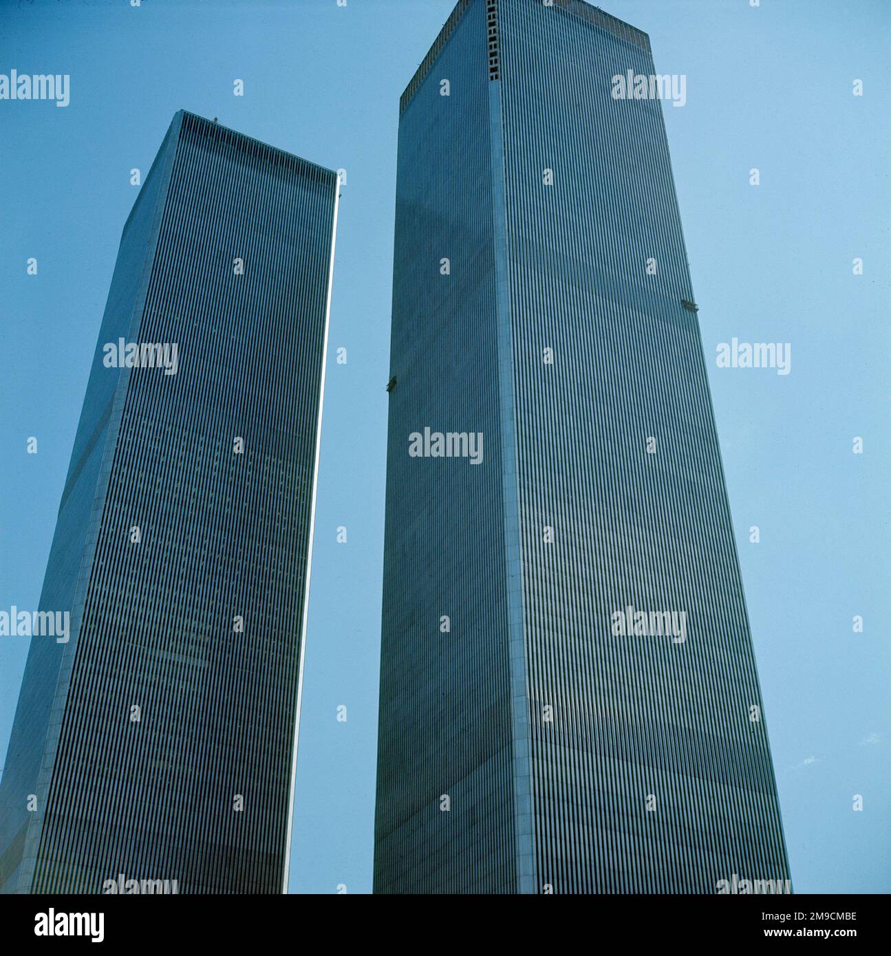 Die Zwillingstürme des World Trade Center, 110 Stockwerke hoch, einige Jahre, bevor sie im September 2001 von Terroristen zerstört wurden. Stockfoto