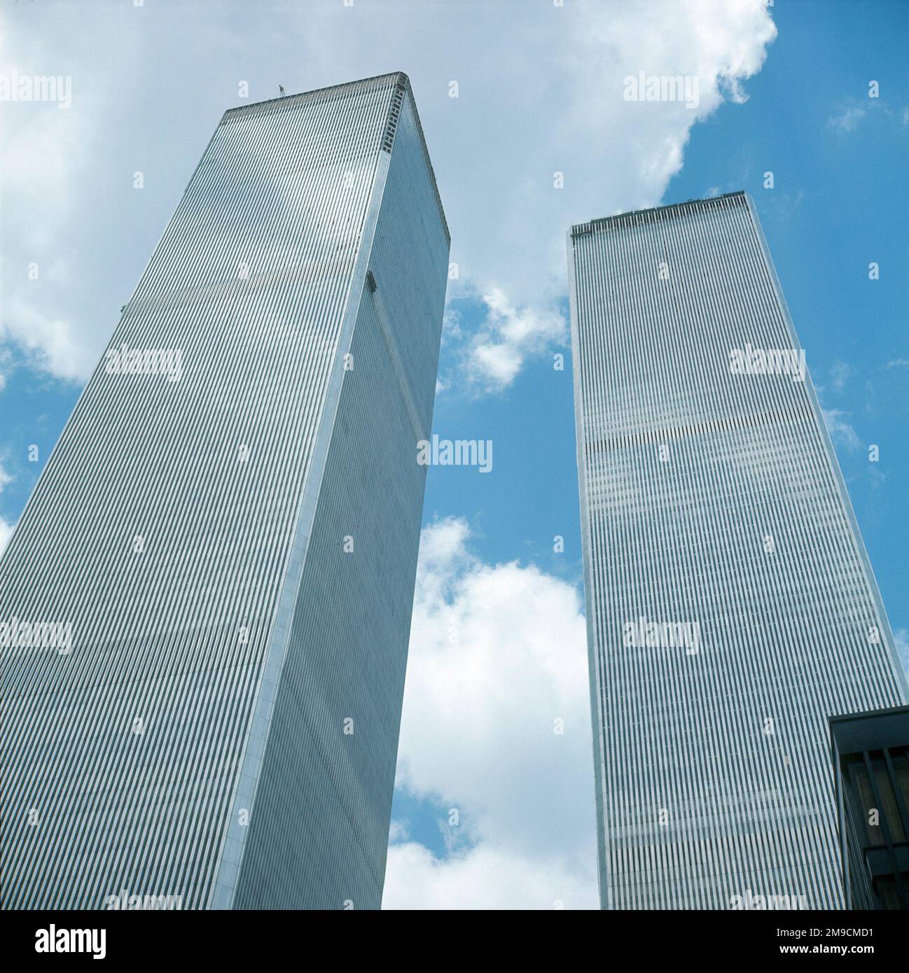 Die Zwillingstürme des World Trade Center, 110 Stockwerke hoch, einige Jahre, bevor sie im September 2001 von Terroristen zerstört wurden. Stockfoto