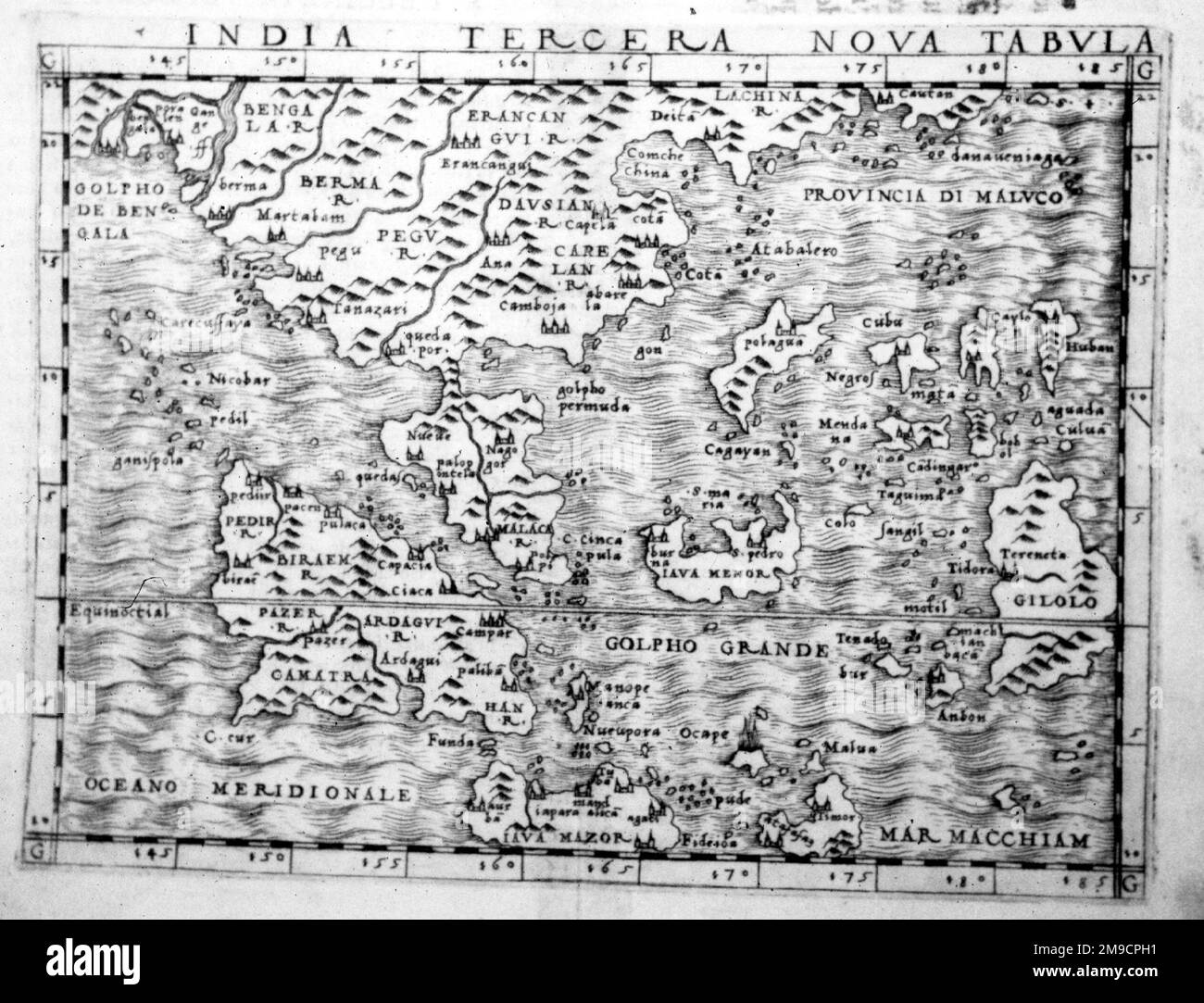 Karte Asiens aus dem 16. Jahrhundert Stockfoto