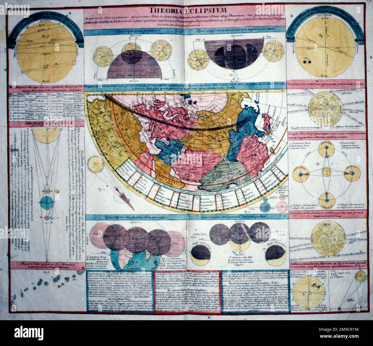 Theoria Eclipsium - Himmelskarte, Erde und Sonnenfinsternis Stockfoto