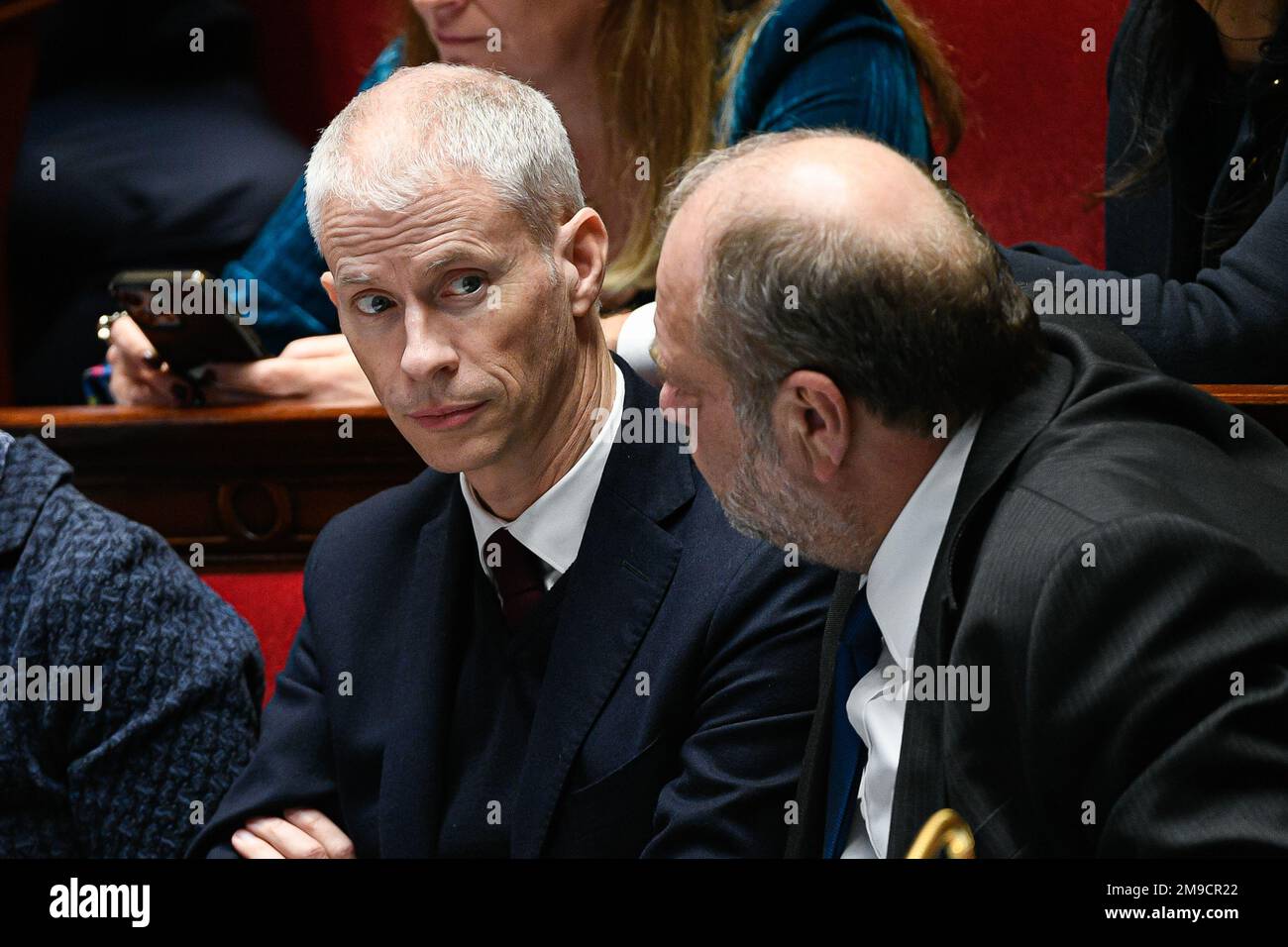 Paris, Frankreich. 17. Januar 2023. Der französische Justizminister Eric Dupont Moretti während einer Fragestunde an die Regierung auf der Pariser Nationalversammlung am 17. Januar 2023. Kredit: Victor Joly/Alamy Live News Stockfoto