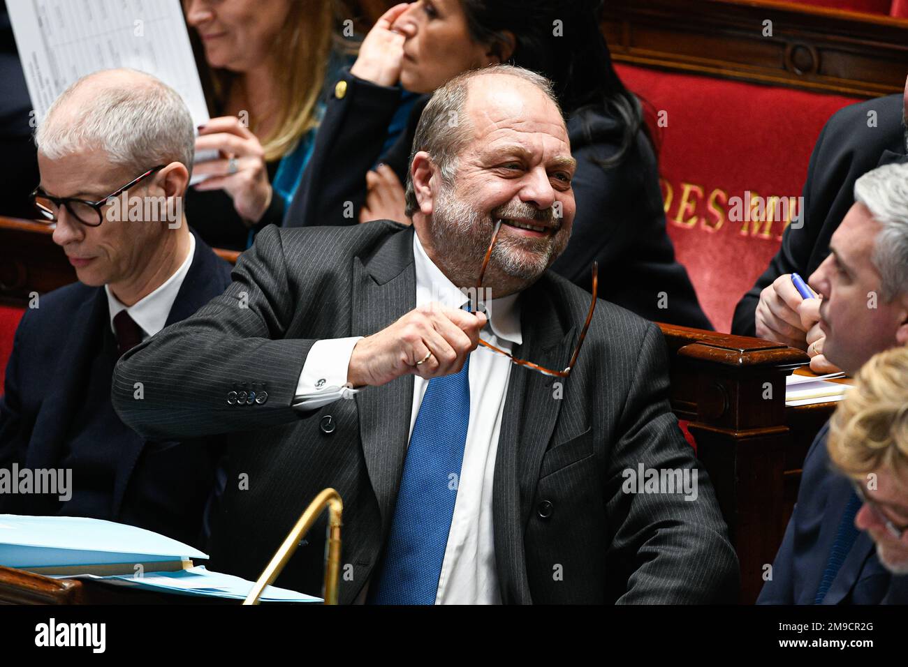 Paris, Frankreich. 17. Januar 2023. Der französische Justizminister Eric Dupont Moretti während einer Fragestunde an die Regierung auf der Pariser Nationalversammlung am 17. Januar 2023. Kredit: Victor Joly/Alamy Live News Stockfoto