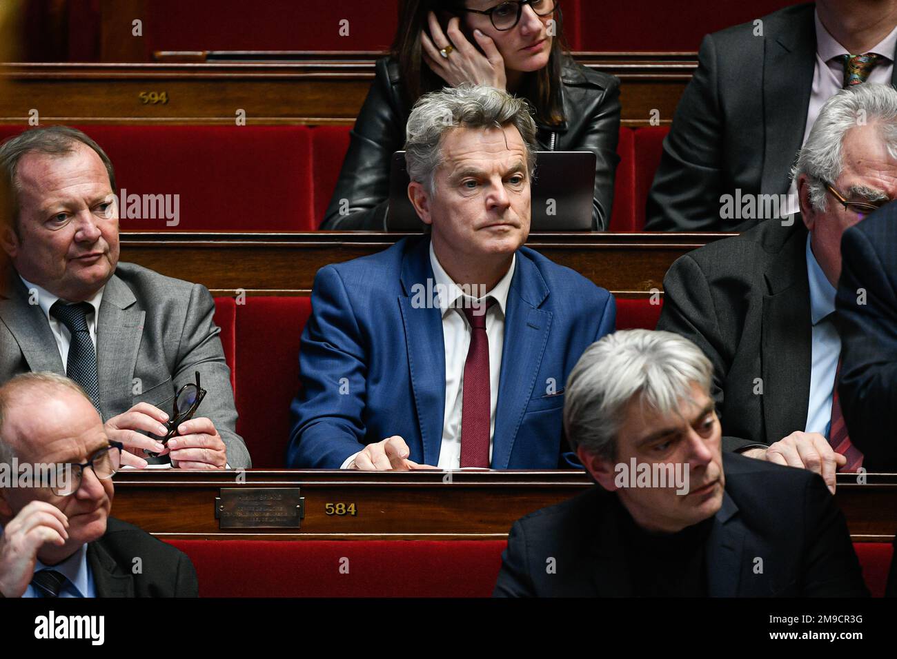 Paris, Frankreich. 17. Januar 2023. Staatssekretär der Kommunistischen Partei Frankreichs Fabien Roussel während einer Fragestunde an die Regierung in der Pariser Nationalversammlung am 17. Januar 2023. Kredit: Victor Joly/Alamy Live News Stockfoto