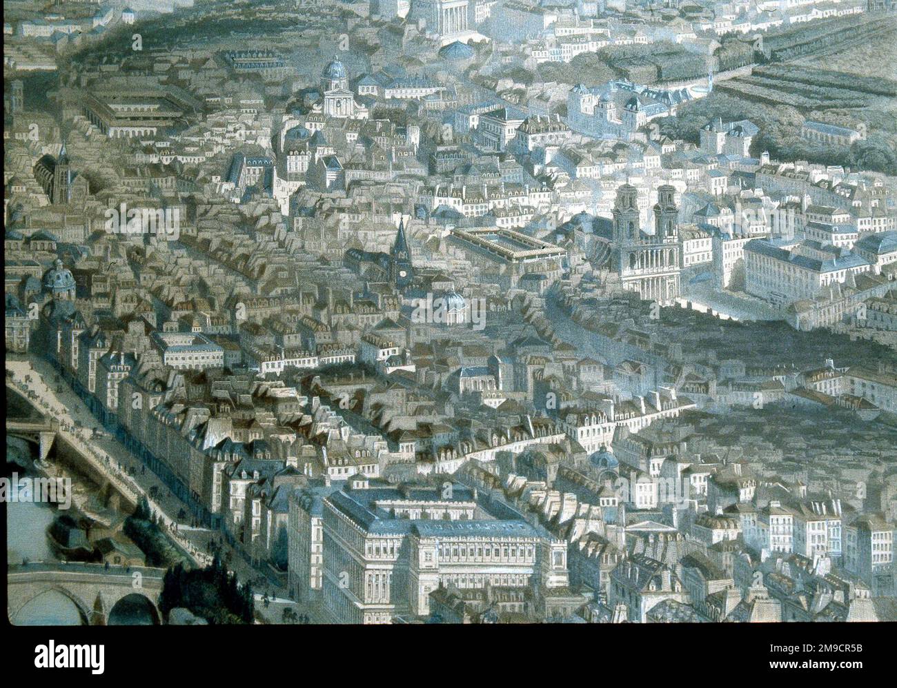 Paris, Frankreich, aus der Vogelperspektive des 19. Jahrhunderts Stockfoto