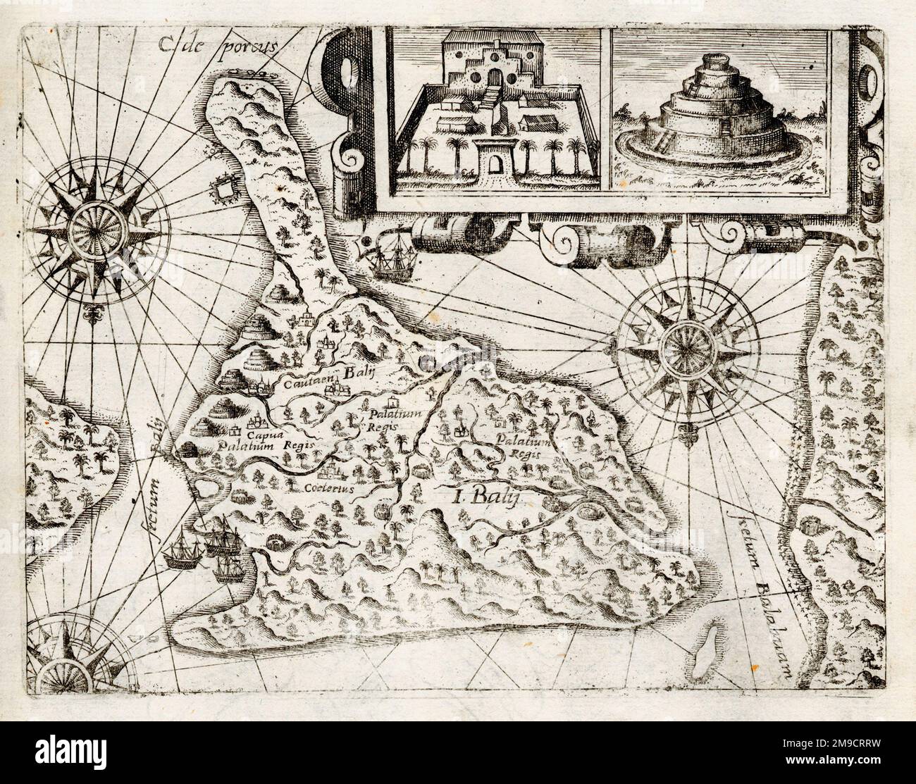 Karte der Insel Bali aus dem 17. Jahrhundert, Indonesien Stockfoto