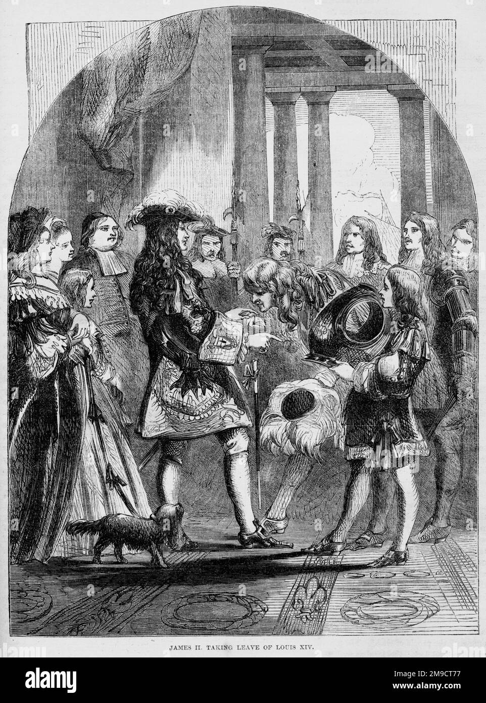 König James II. Verlässt Ludwig XIV Stockfoto