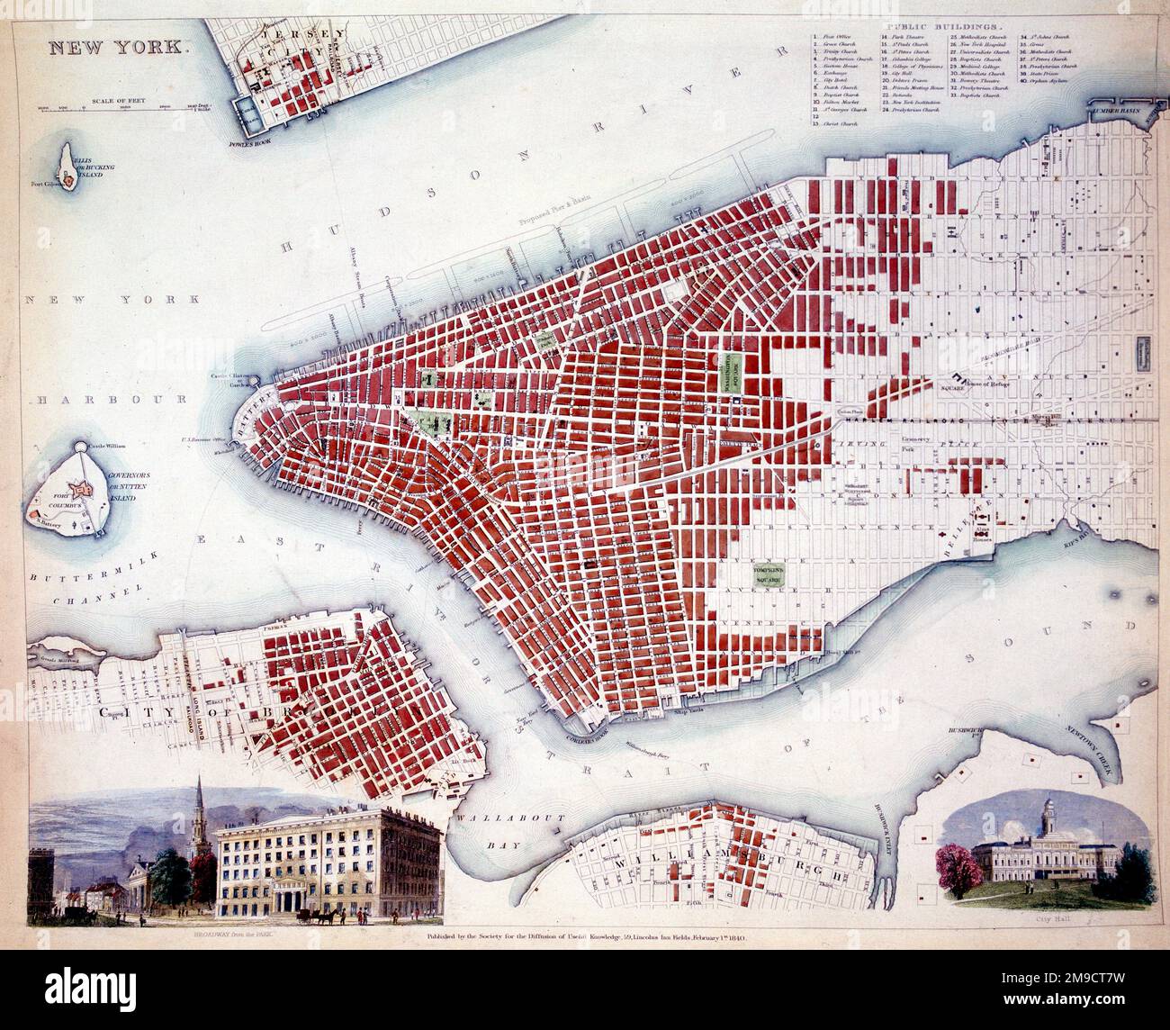 Karte des 19. Jahrhunderts von New York, Amerika Stockfoto