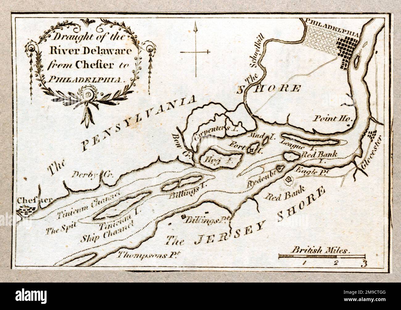 Karte Des Tiefgangs Des Delaware Von Chester Nach Philadelphia Stockfoto