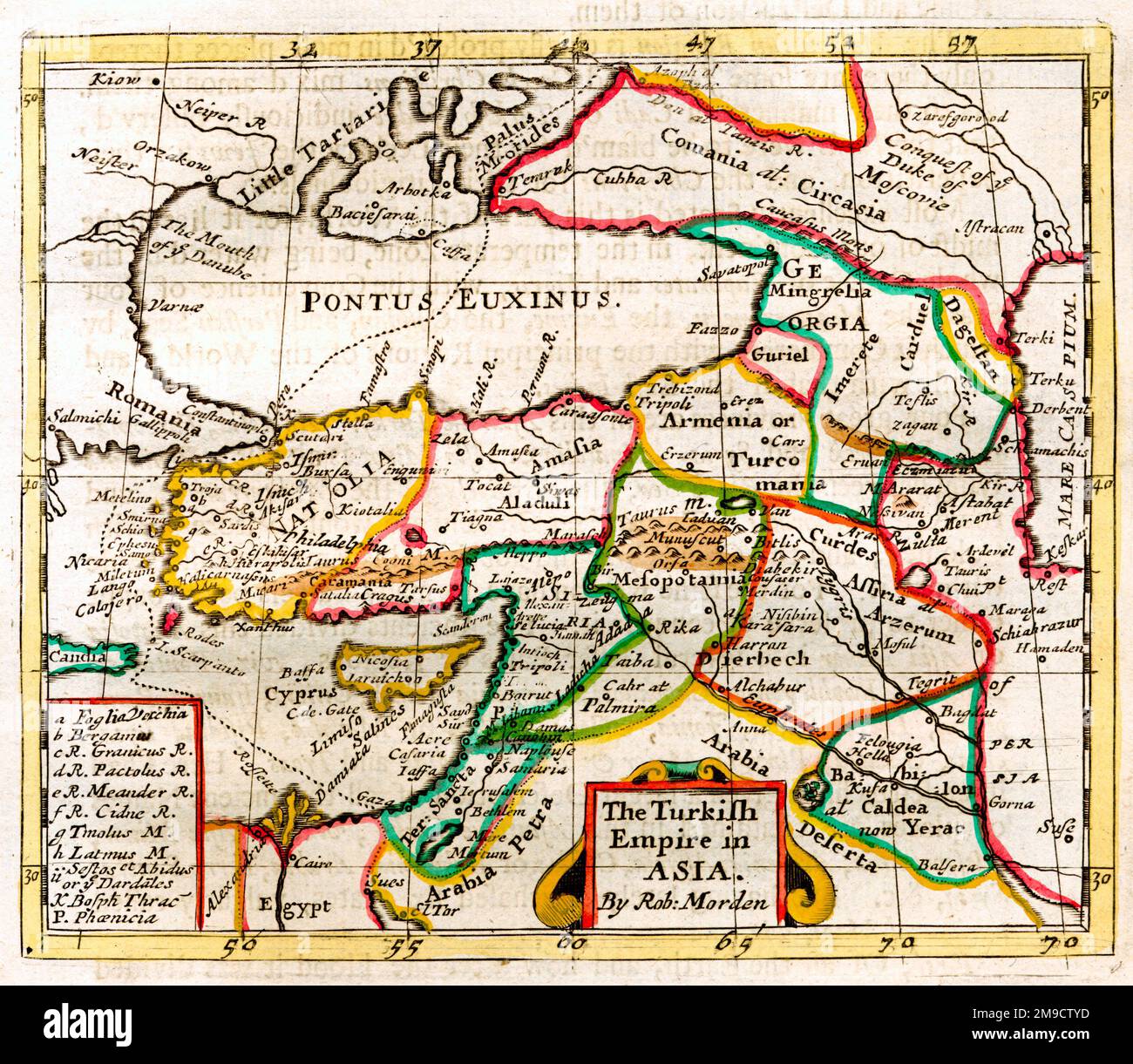 Karte des türkischen Reiches in Asien aus dem 17. Jahrhundert Stockfoto