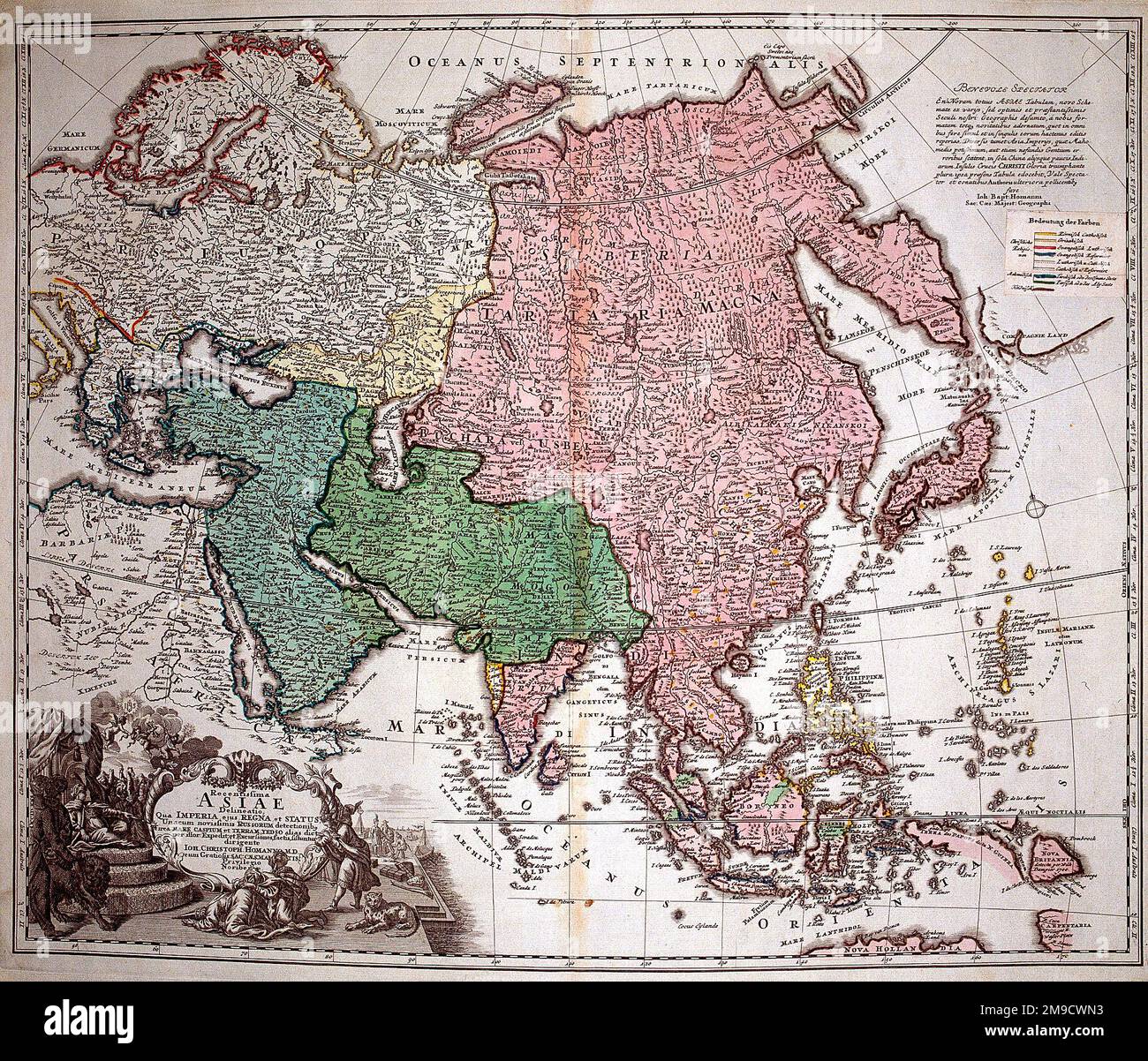 Karte Asiens aus dem 18. Jahrhundert Stockfotografie - Alamy