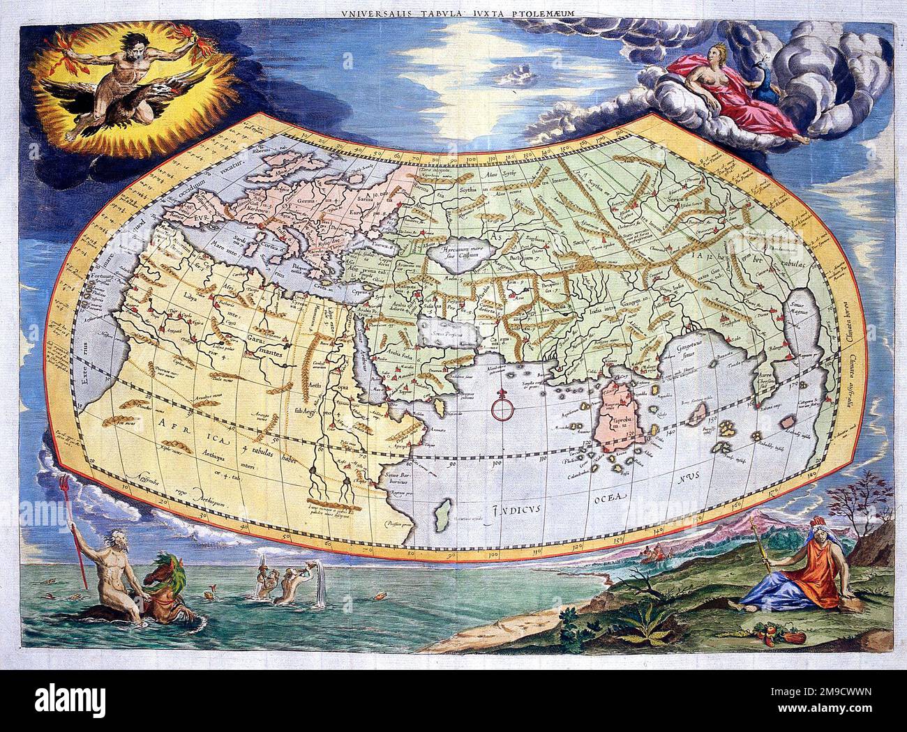 Karte der Alten Welt nach Ptolemäus, 2. Jahrhundert Stockfoto