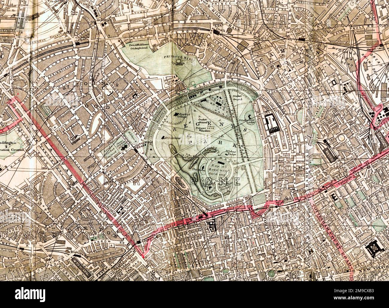 19. Century Map of Regents Park, London (Auszug) Stockfoto