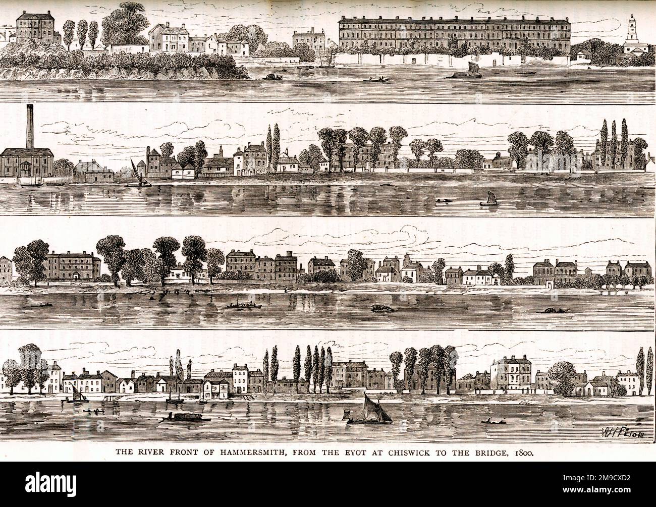 Ufer Des Hammersmith Von Chiswick Zur Brücke Stockfoto