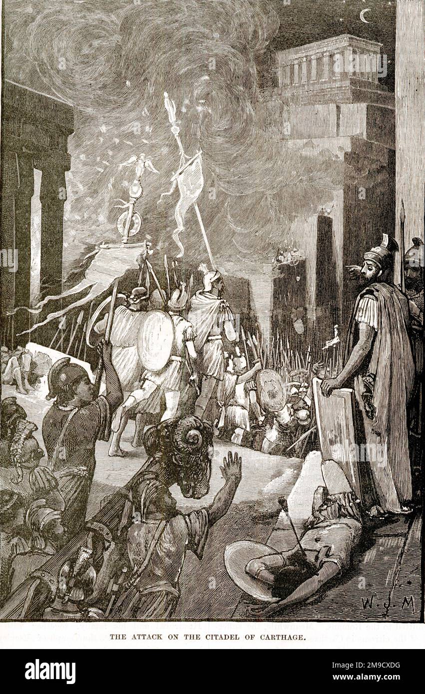 Römischer Angriff Auf Die Zitadelle Von Karthago Stockfoto