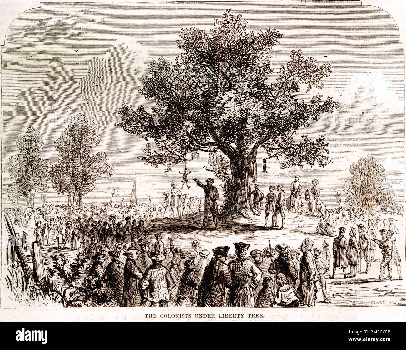Kolonisten Unter Liberty Tree, Amerika Stockfoto