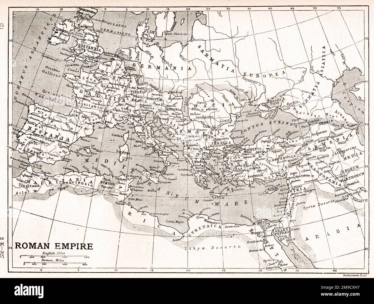 Karte des römischen Reiches Stockfoto