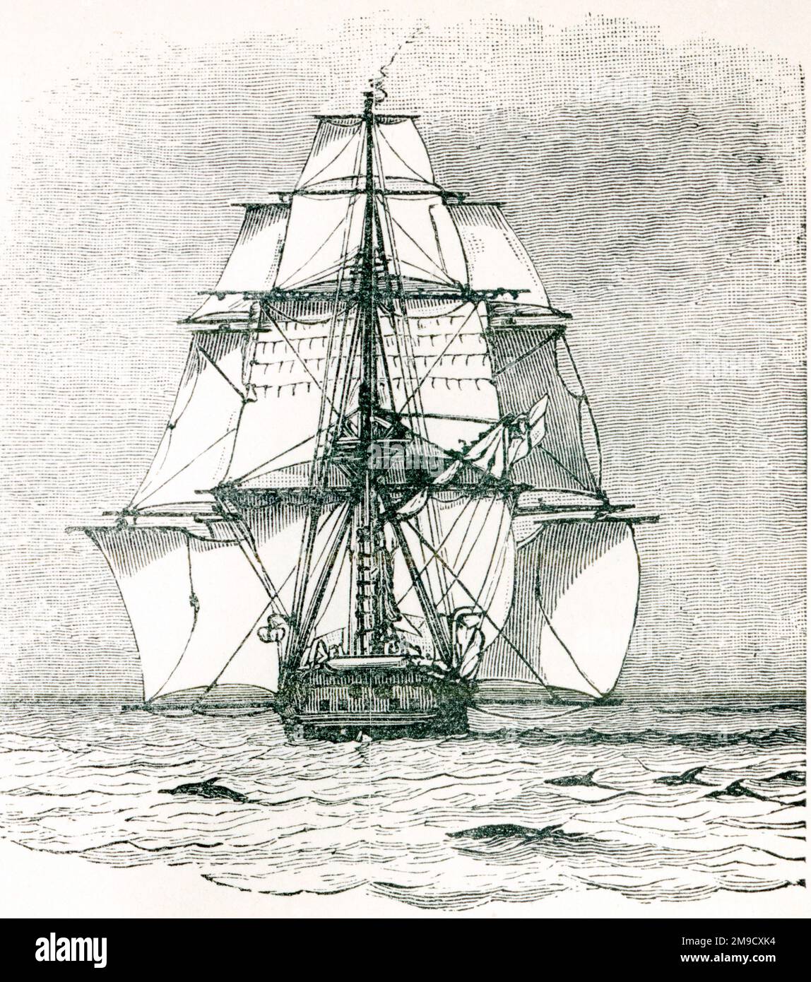 HMS Beagle Under Sail, Darwins Schiff Stockfoto