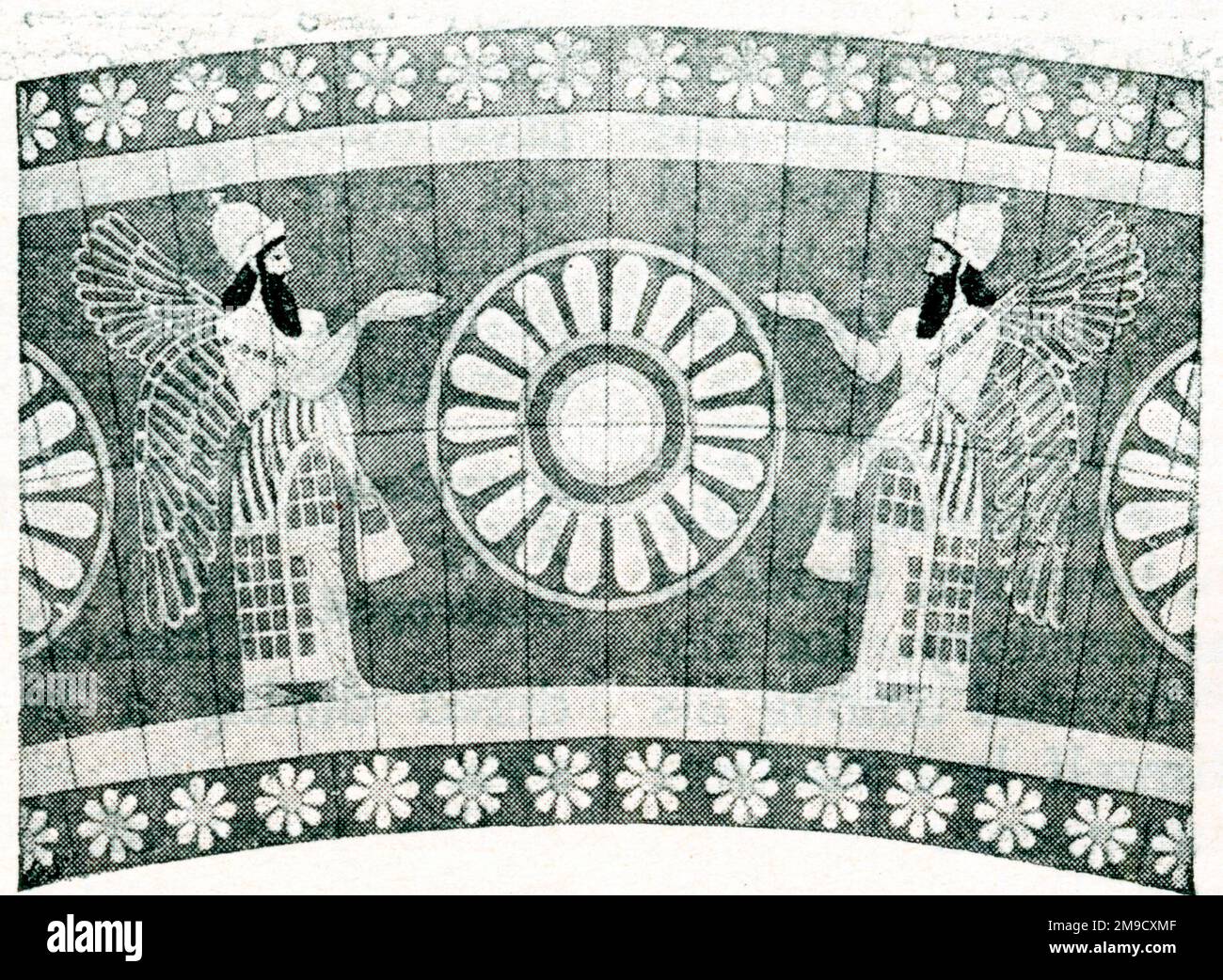 Assyrische Dekorationen Aus Dem Sargons-Palast - Geflügelte Gottheiten Stockfoto