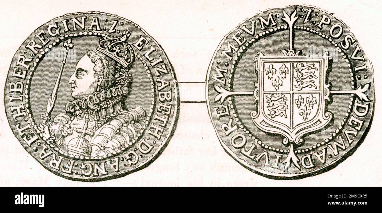 Krone von Königin Elizabeth I (Münze) Stockfoto
