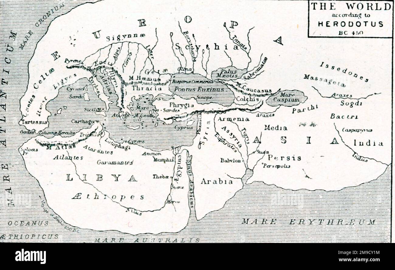 Weltkarte nach Herodotus Stockfoto