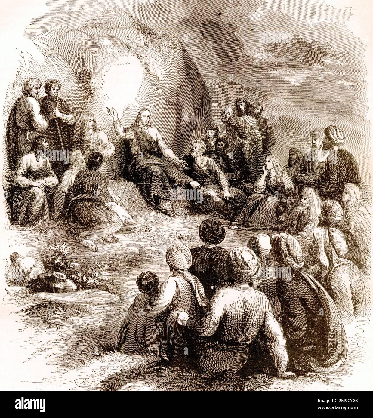Jesus Lehrt Die Predigt Auf Dem Berg Stockfoto
