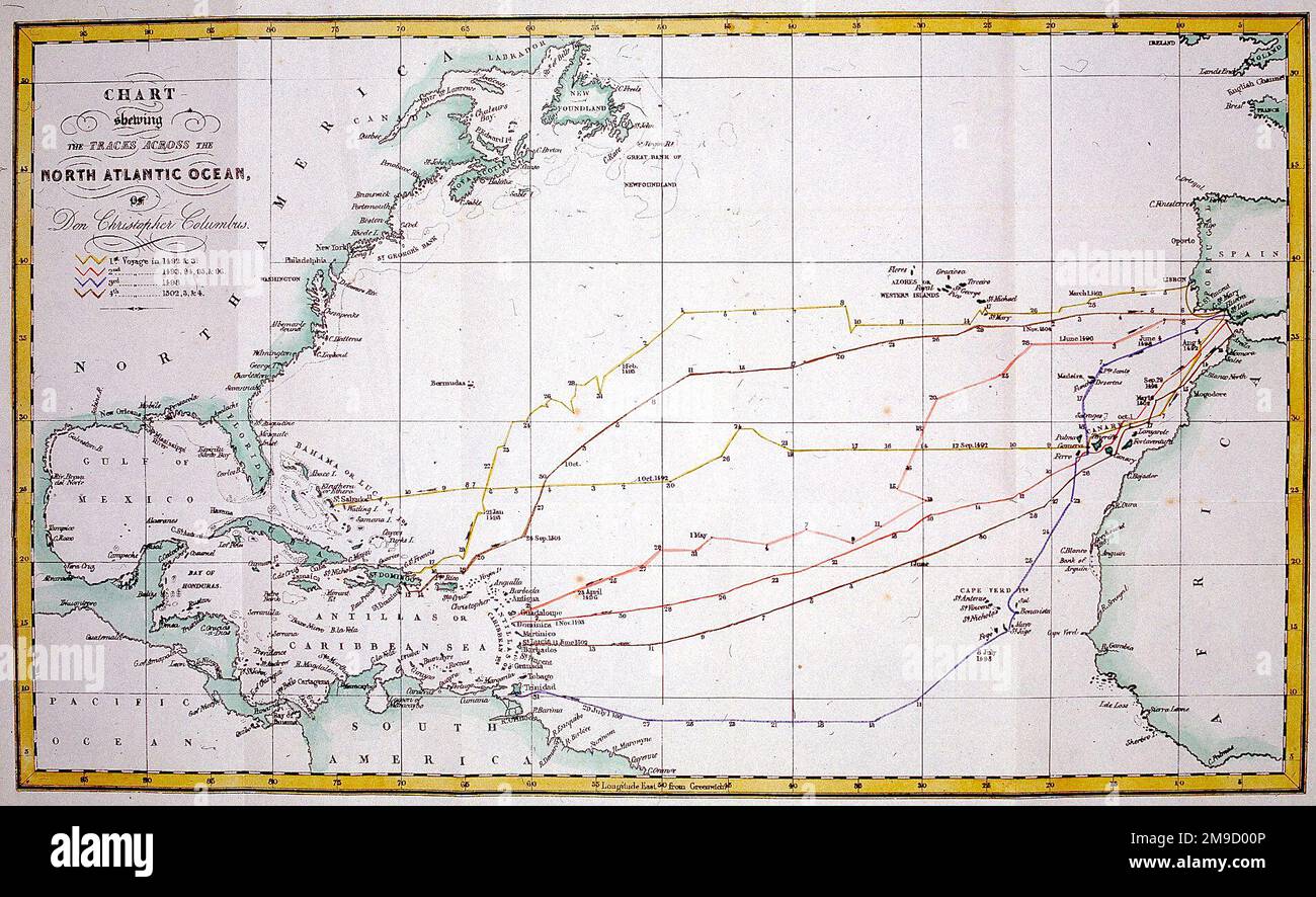 Colombus Reist Über Den Atlantik Nach New World Stockfoto