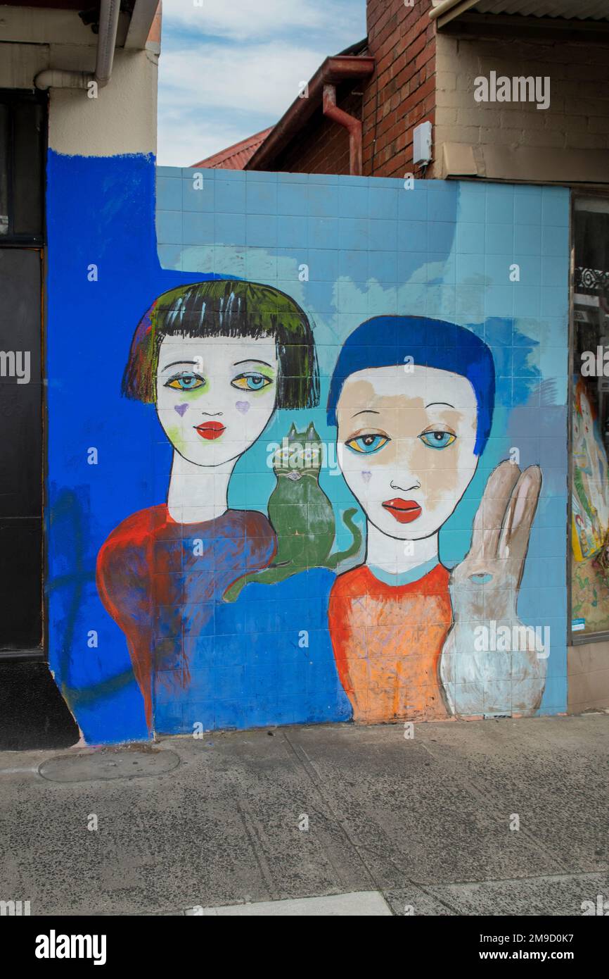 Happy Pair Street Art, Thornbury, Victoria, Australien Stockfoto