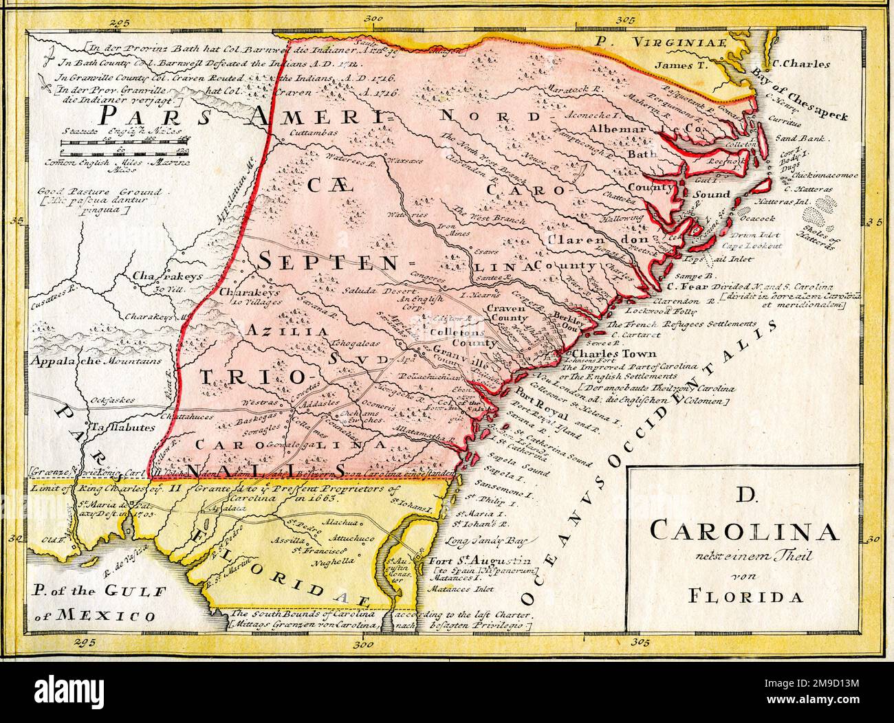 Britische Besitztümer In Amerika - Carolina Und Florida Stockfoto