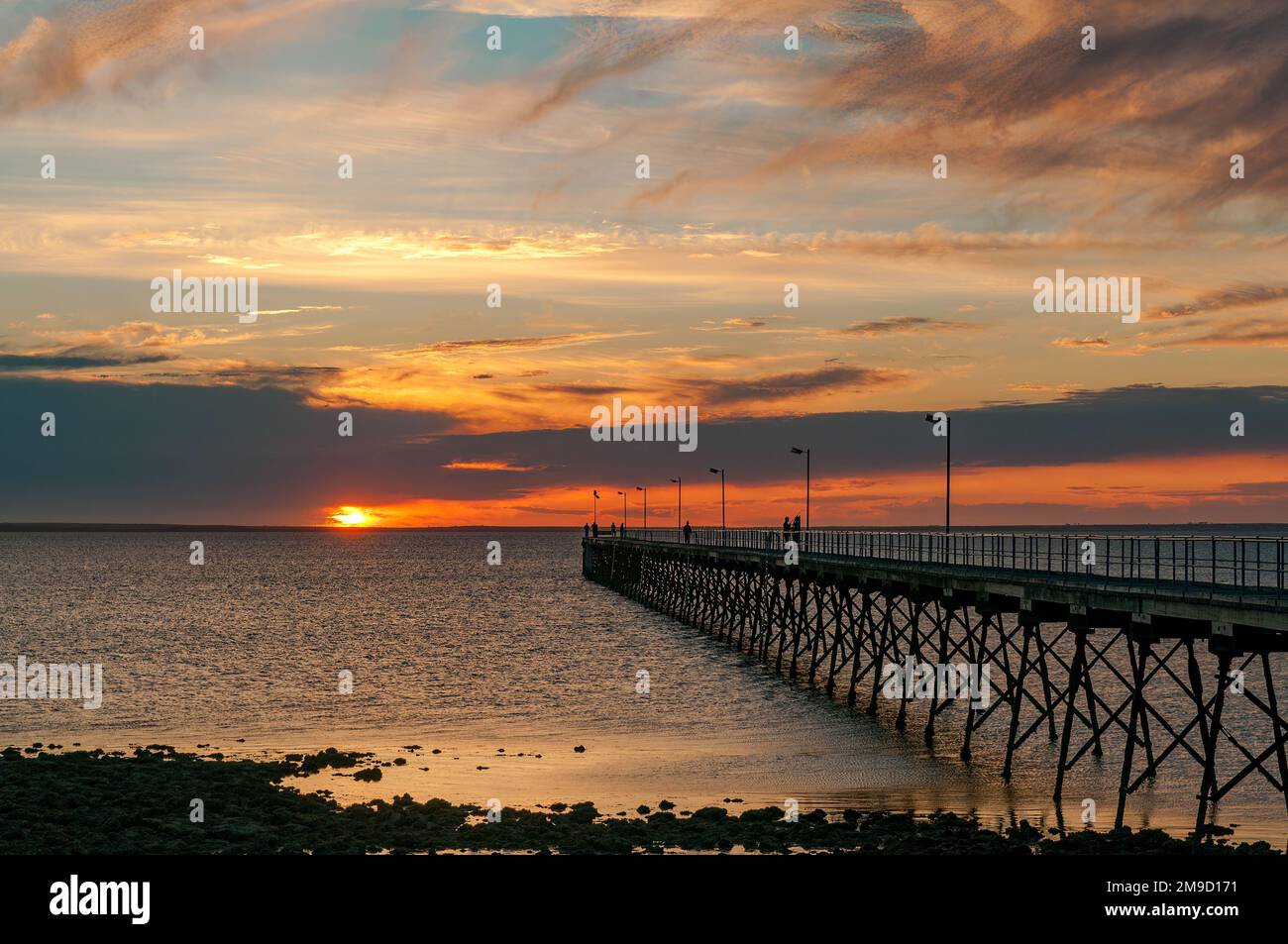 Sonnenuntergang am Bootssteg, Ceduna, Südaustralien, Australien Stockfoto