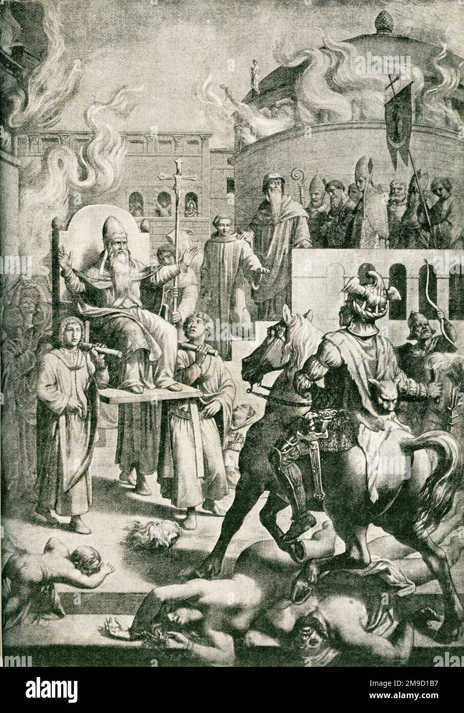 Attila der Hunne mit Papst Leo I. Stockfoto