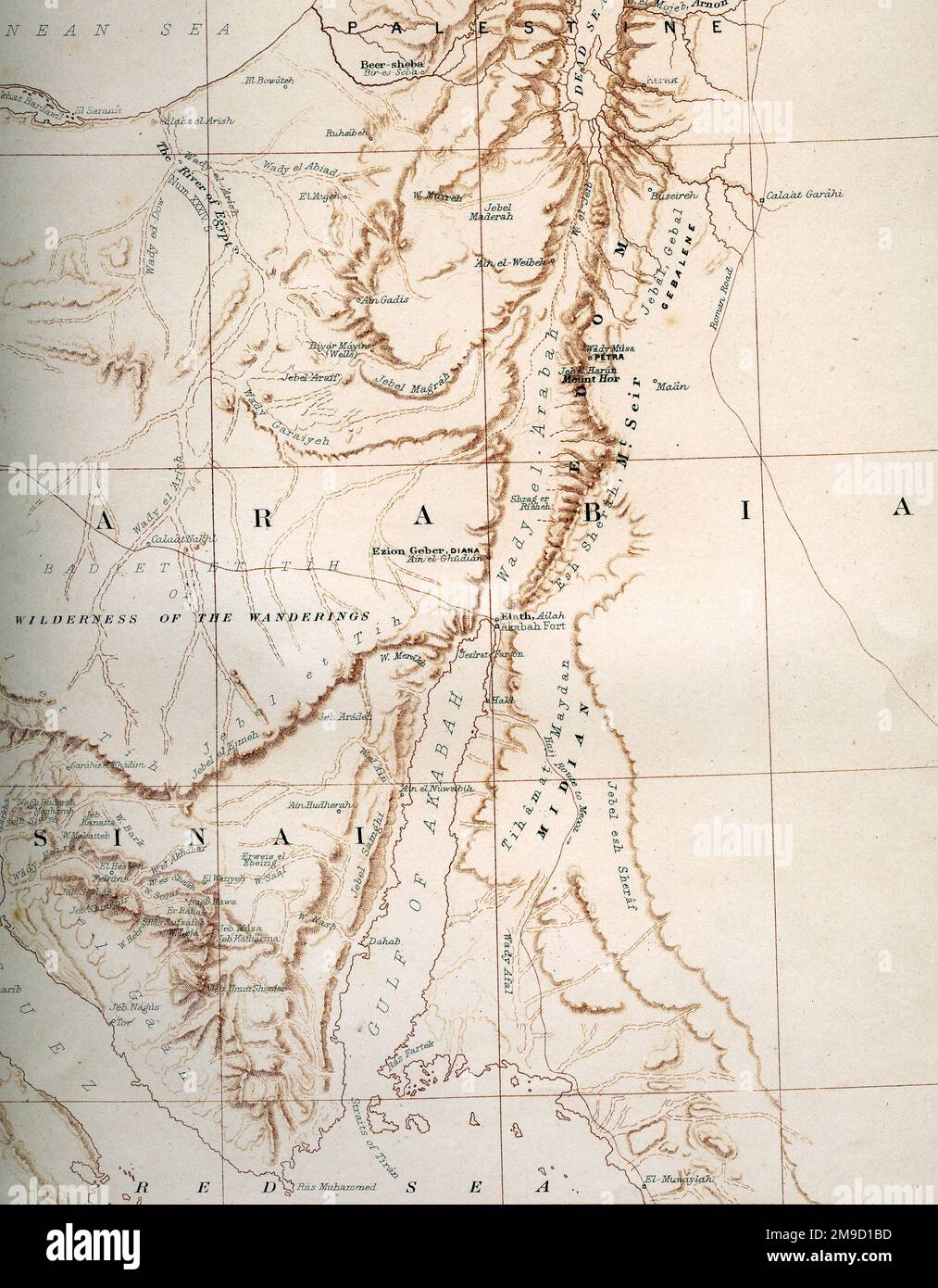 Karte Von Arabien - Sinai Stockfoto
