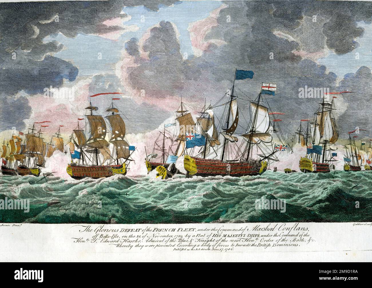 Niederlage Der Französischen Flotte Unter Marschall Con Hans Durch Hm Fleet Unter Hon Ed Hawke Von Belle Isle Stockfoto