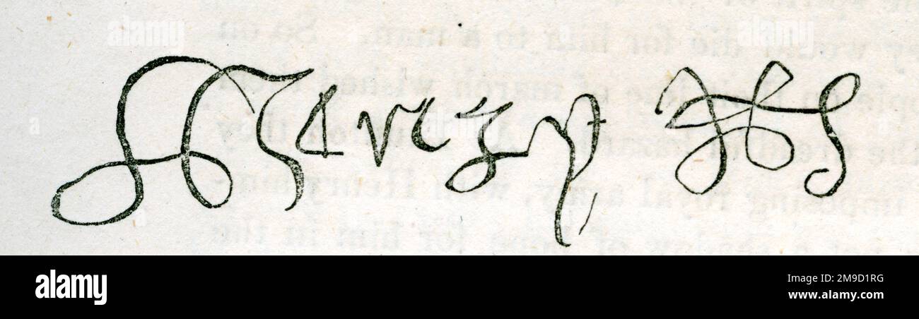 Unterschrift Heinrich Viii Stockfoto
