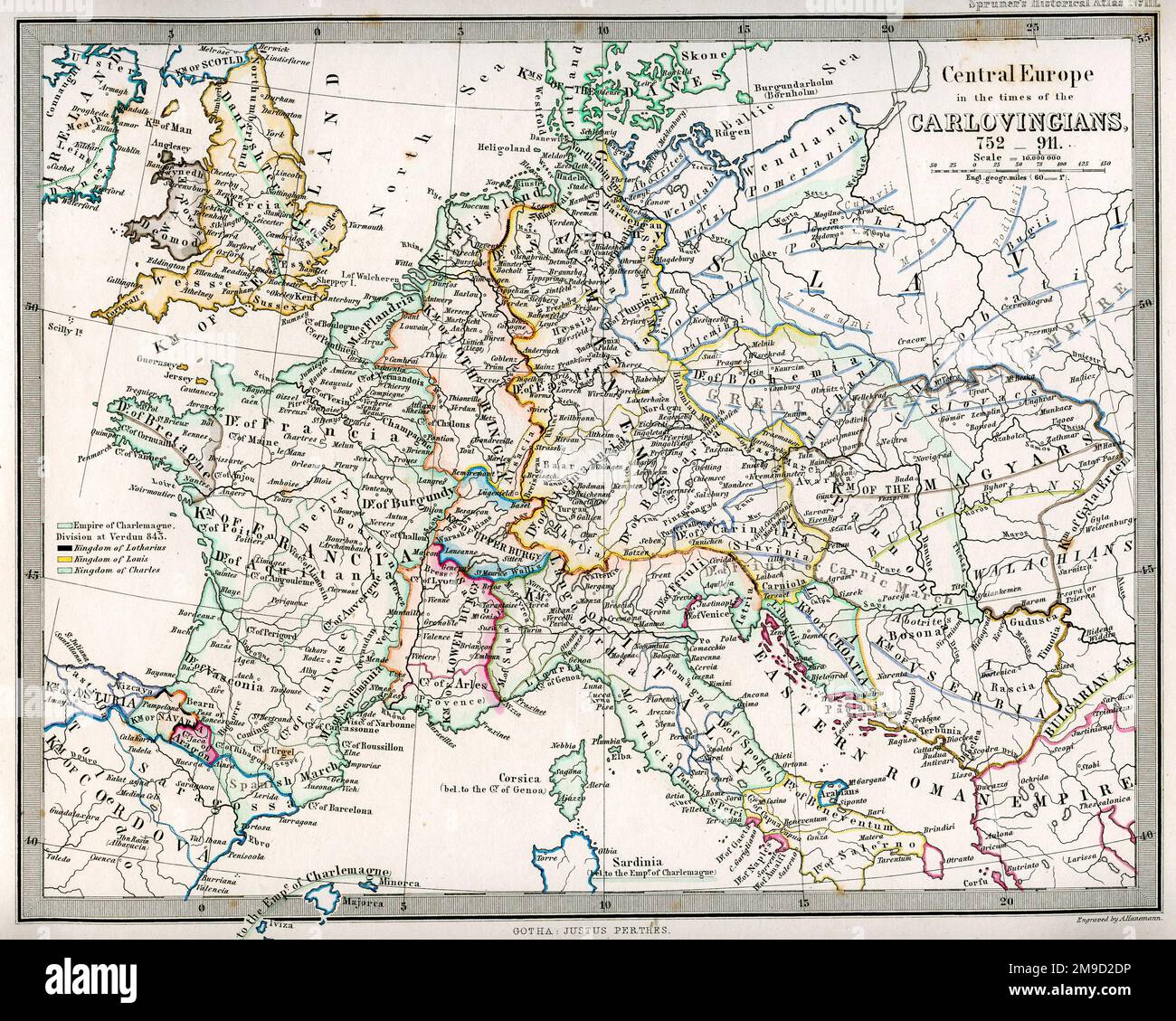 Karte Von Europa 752 - 911 - Carlovingians Stockfoto