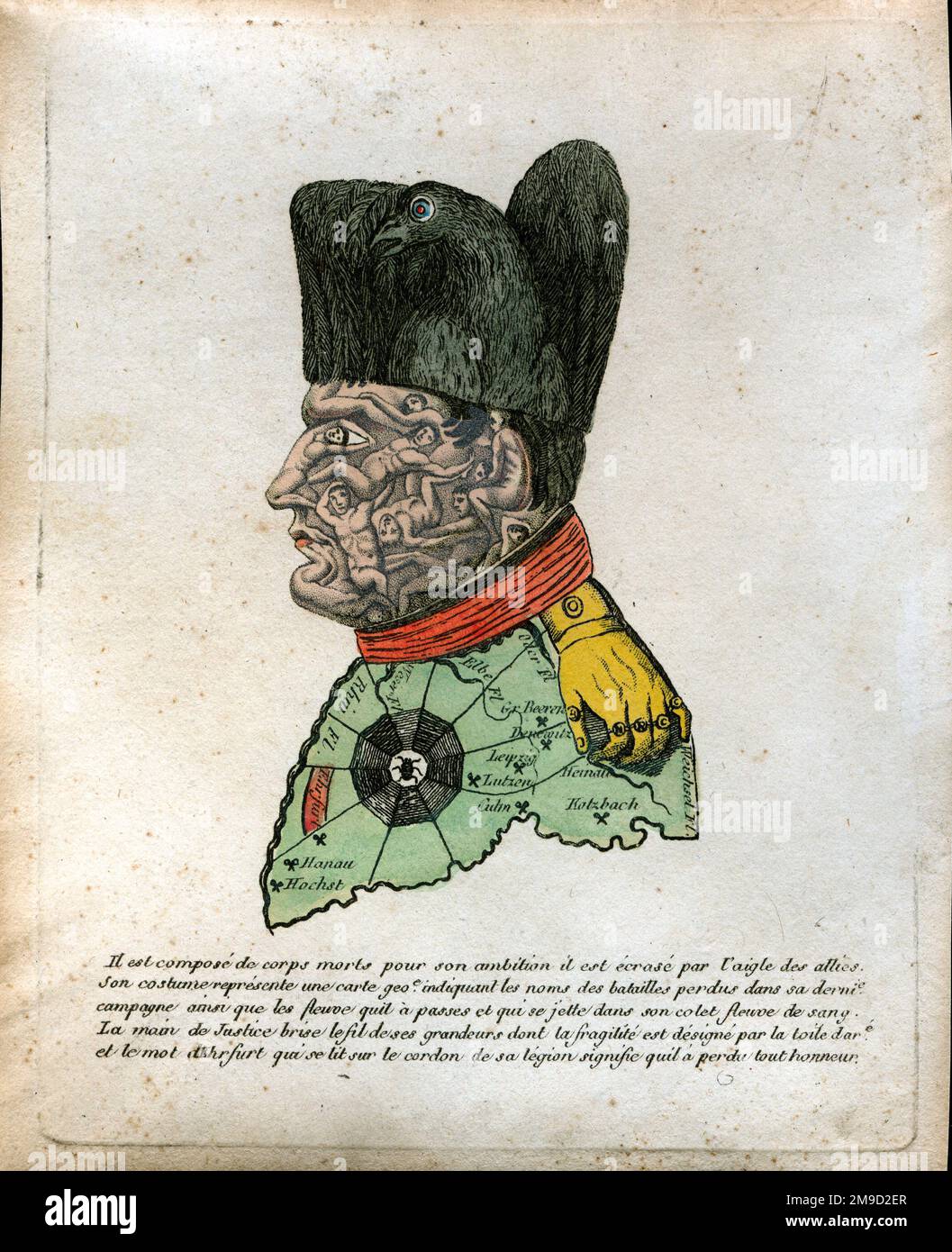 Cartoon-Karte Von Napoleons Kopf Stockfoto