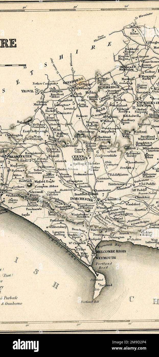 Karte Von Dorsetshire Stockfoto