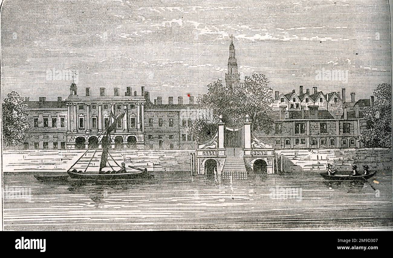 Somerset House & Treppe (Bevor Sie 1776 Heruntergezogen Wurden) Stockfoto