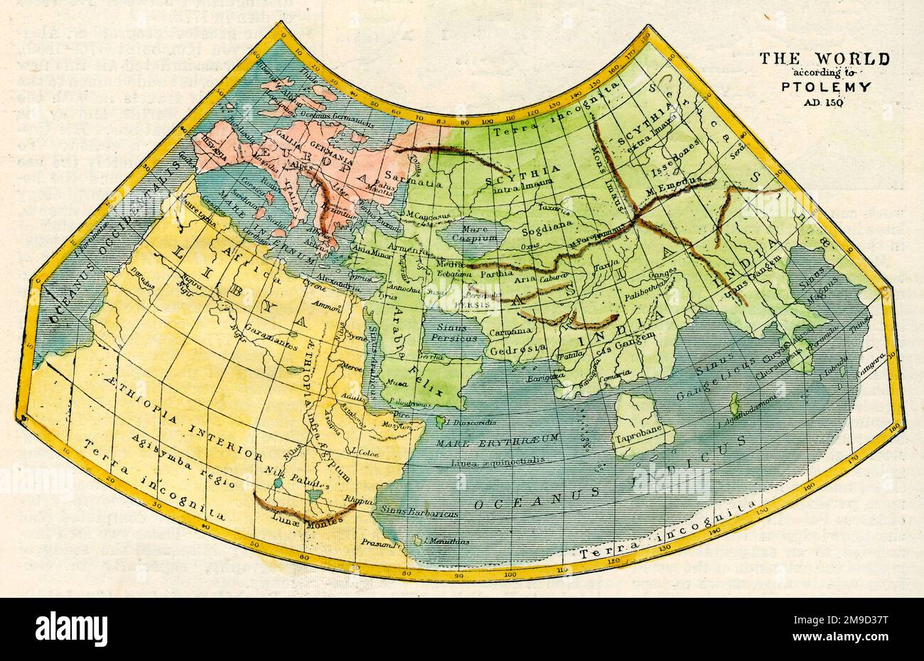 Die Welt nach Ptolemäus 150Ad Stockfoto