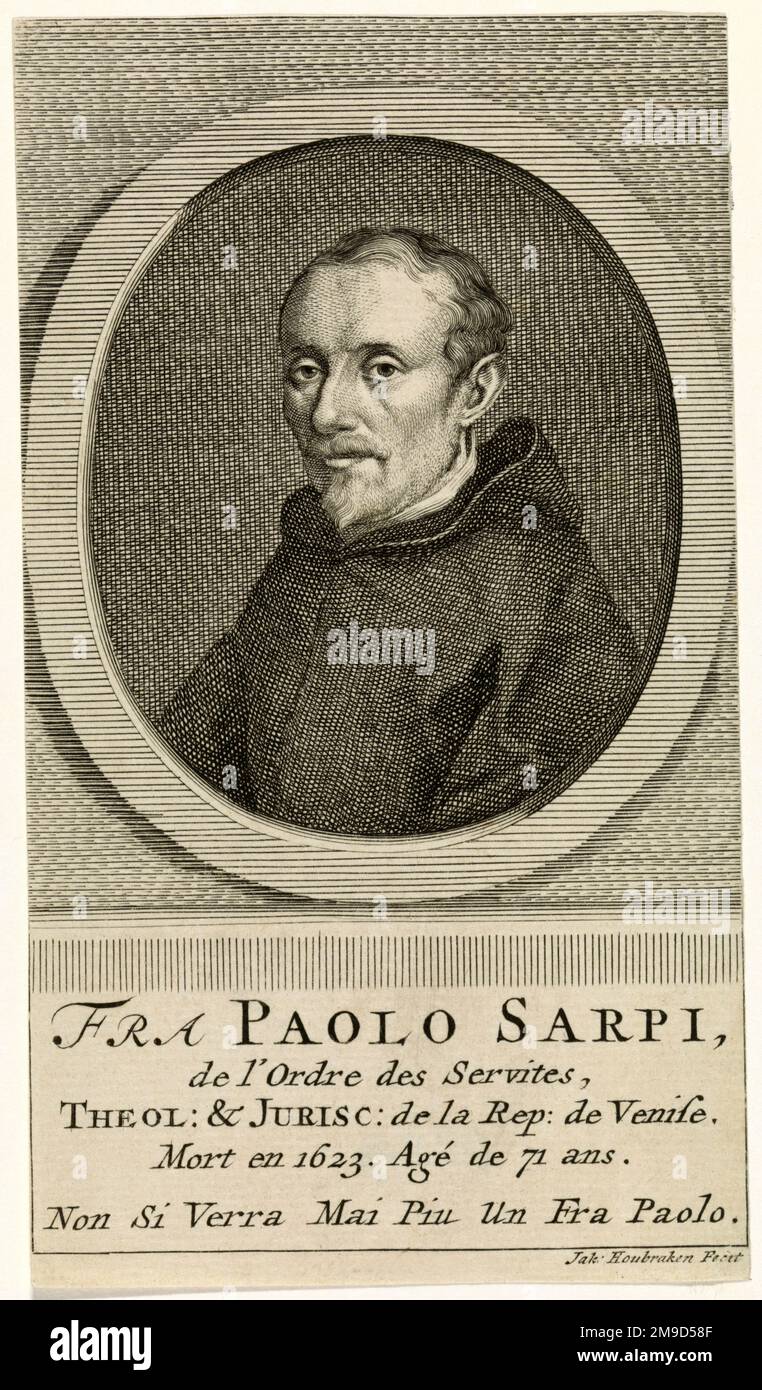 1600 Ca, Venedig , ITALIEN : der italienische Politiker , Historiker und Teologe Frà PAOLO SARPI ( 1552 - 1623 ). Porträt von Jacobus Houbraken ( Jakob , 1698 - 1780 ) in Holland eingraviert . - GESCHICHTE - FOTO STORICHE - POLITICA - POLITIK - TEOLOGO - TEOLOGIA - THEOLOGIE - THEOLOGIE - THEOLOGE - STORICO - STORICISTA - foto Storiche - foto storica - Portrait - Religioso - RELIGIONE - Frate - CATTOLICA - KATHOLISCHE RELIGION - Prelato - prete - Priester - Portrait - Rituto - illustrazione - Incisione - Gravur - römisch-katholische Kirche - Archivio GBB Stockfoto