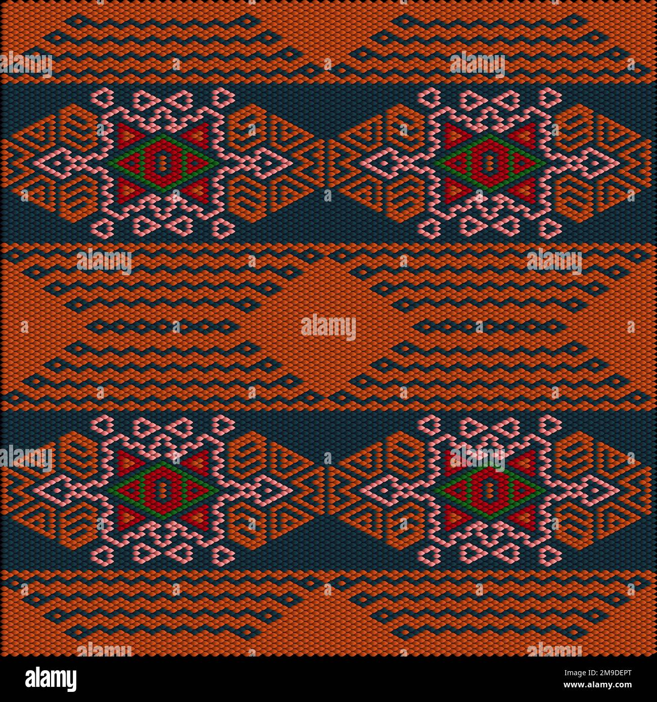Ornament, Mosaik, ethnisch, Volksmuster. Er ist in hellen, saftigen, perfekt passenden Farben hergestellt. Stock Vektor