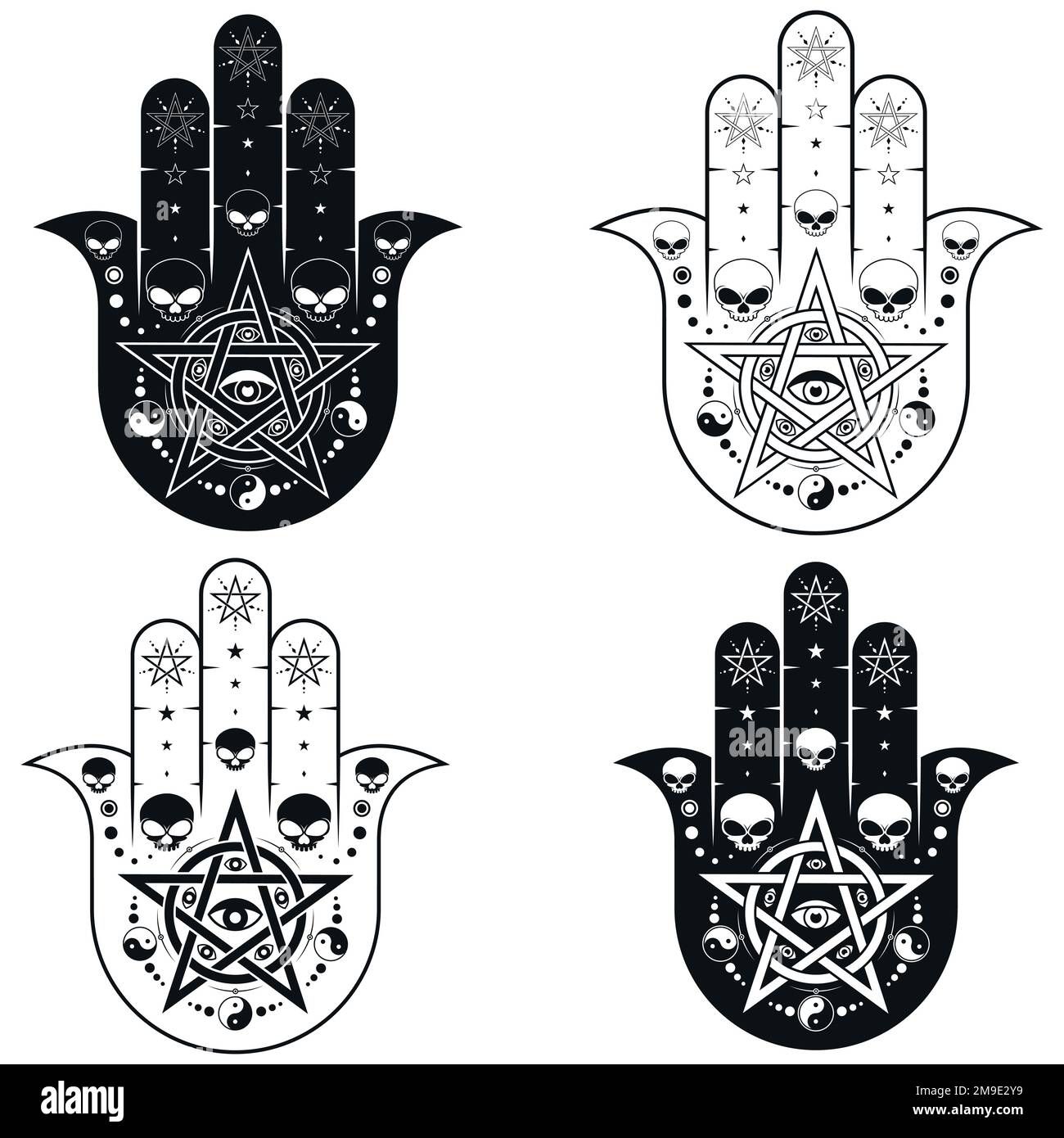 Hamsa-Schutzsymbol Vektordesign, Hand-von-fatima-Symbol, Illustration von Jamsa mit gottes Auge Stock Vektor