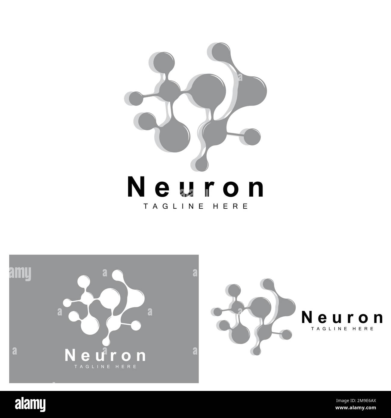 Neuron Logo Design Vektor Nervenzellillustration Molekulare DNA Gesundheitsmarke Stock Vektor