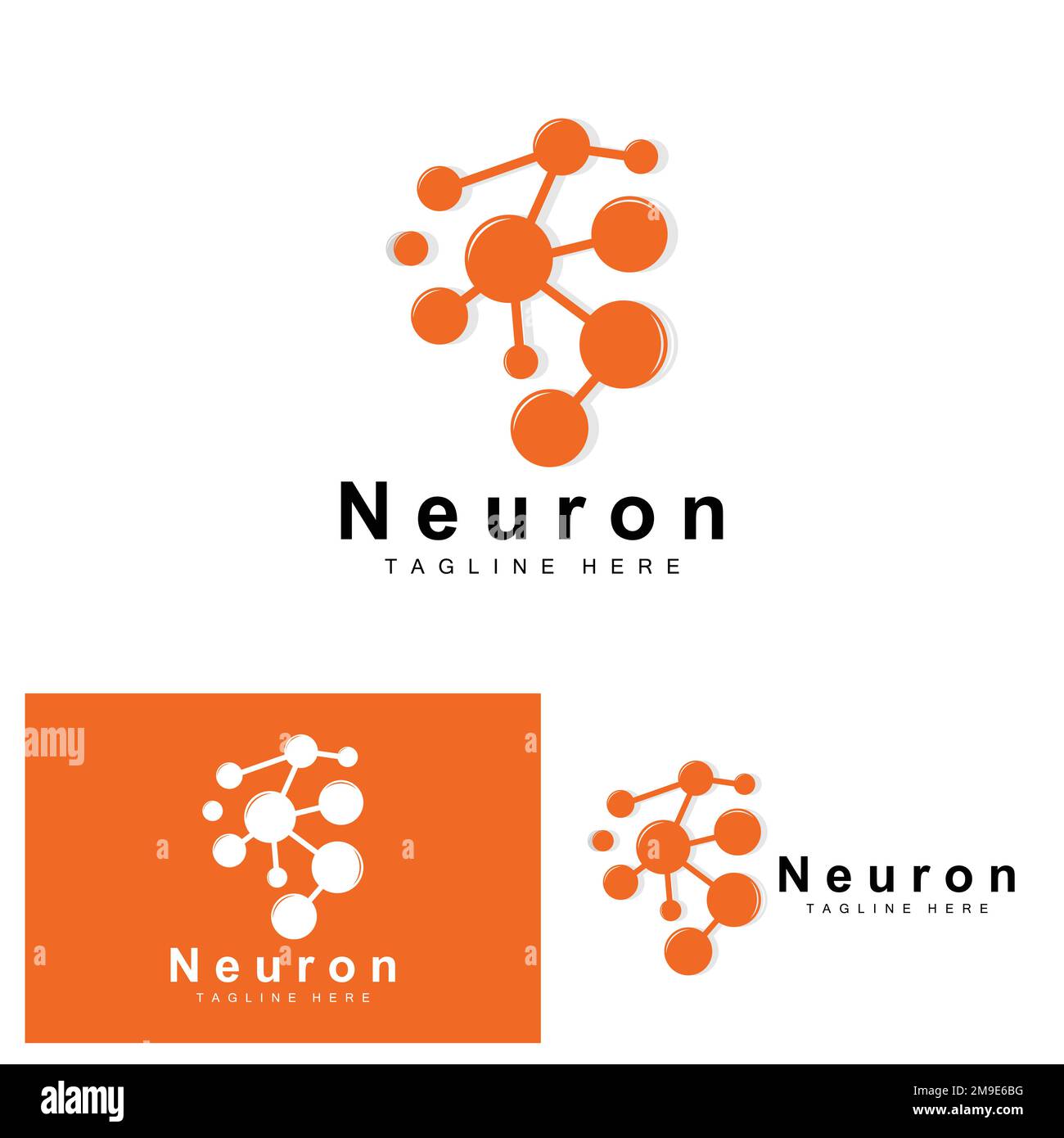 Neuron Logo Design Vektor Nervenzellillustration Molekulare DNA Gesundheitsmarke Stock Vektor