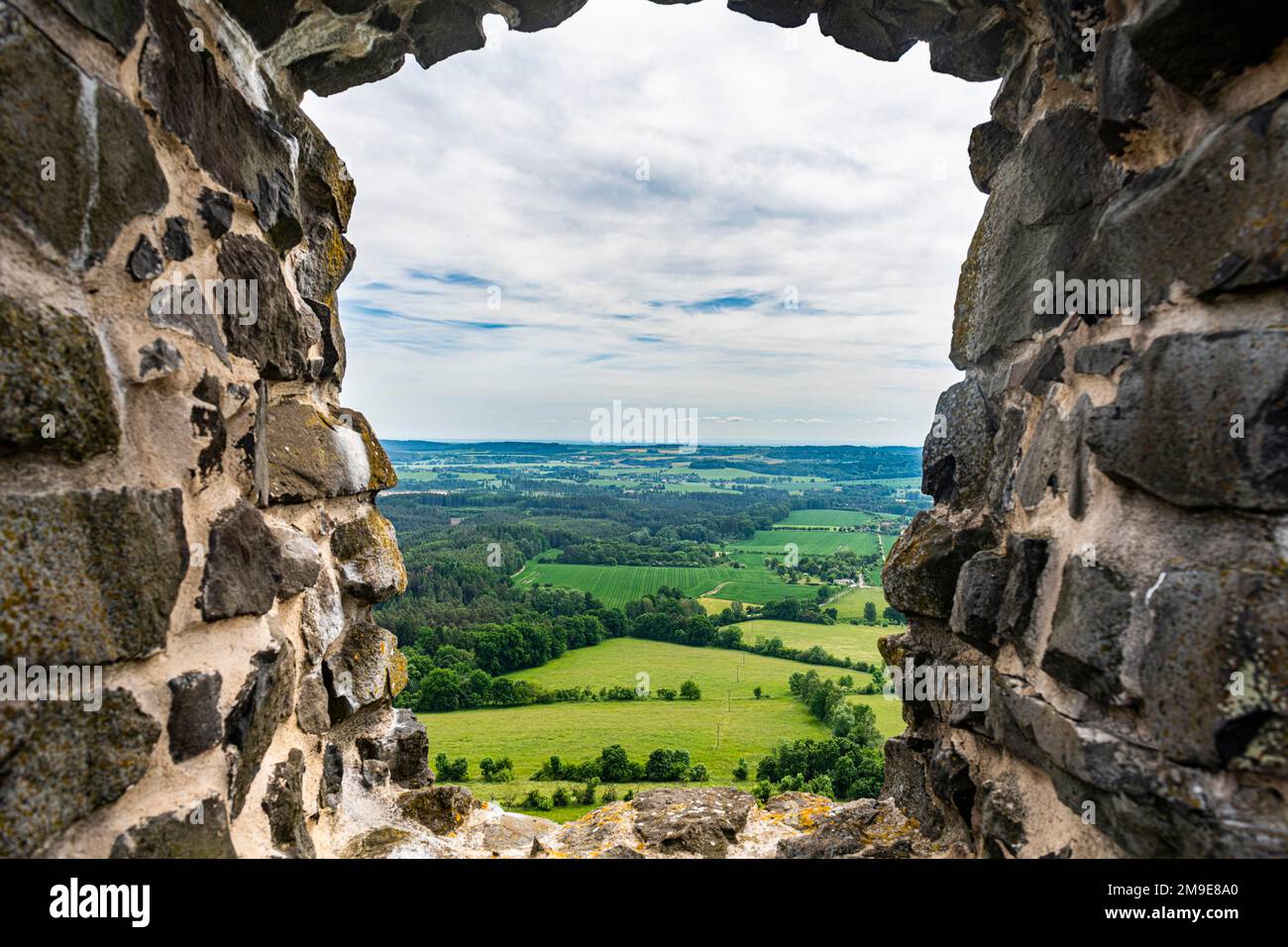 Aussichtspunkt von der Burg Trosky, dem böhmischen Paradies, Tschechische Republik Stockfoto
