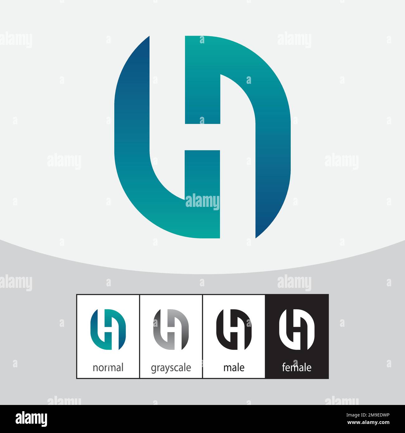 Logo mit H-Buchstaben. Grün und Blau. - Vektor Stock Vektor