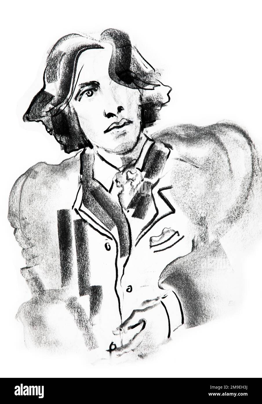 Portrait de Oscar Wilde / Dessin de Ewa Klos Stockfoto